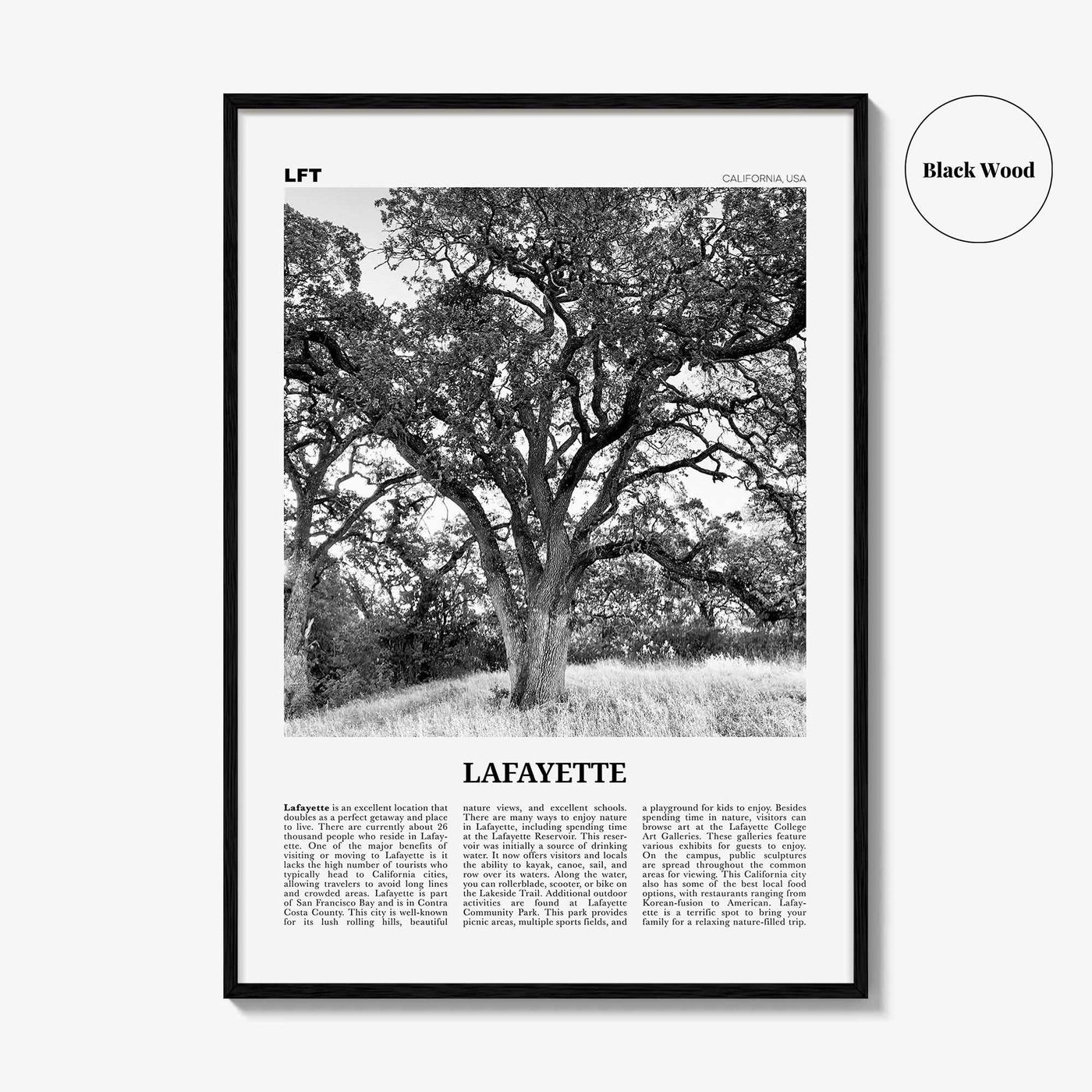 Lafayette Print Black and White California, Lafayette Wall Art, Lafayette Poster, Lafayette Photo, Lafayette Wall Décor, Lafayette Map, USA