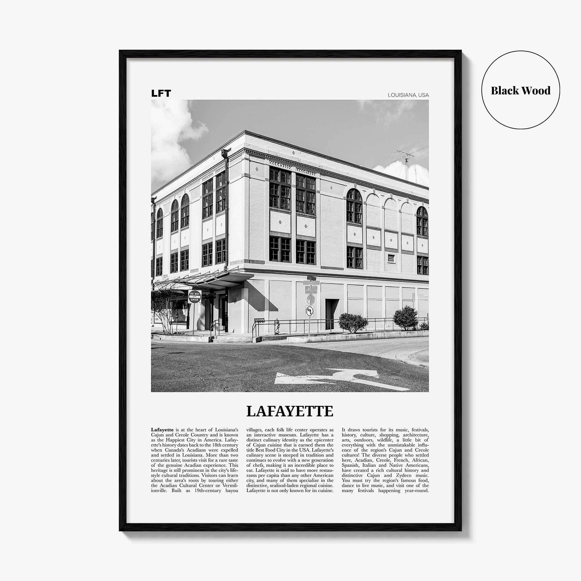 Lafayette Print Black and White Louisiana, Lafayette Wall Art, Lafayette Poster, Lafayette Photo, Lafayette Wall Décor, USA, United States