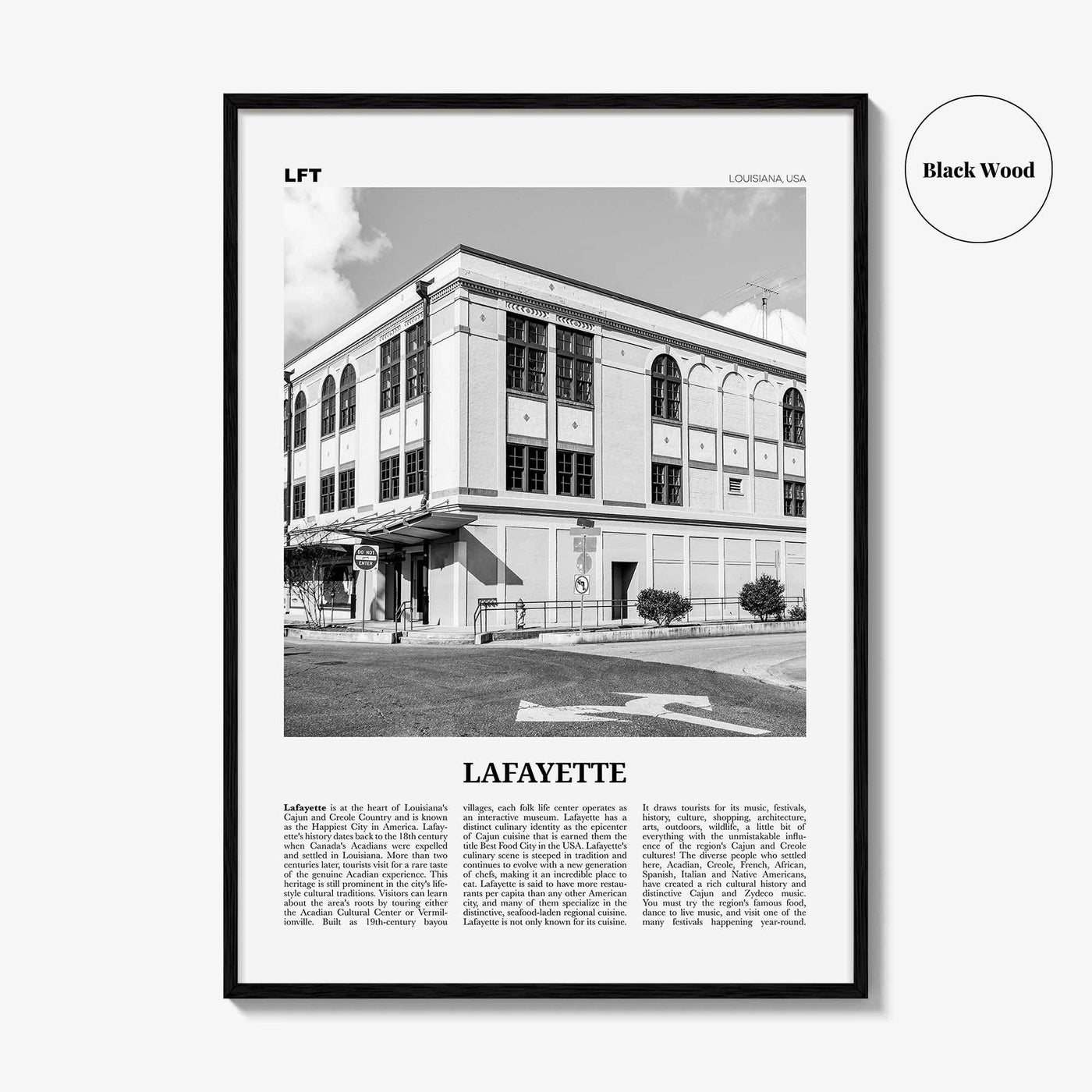 Lafayette Print Black and White Louisiana, Lafayette Wall Art, Lafayette Poster, Lafayette Photo, Lafayette Wall Décor, USA, United States