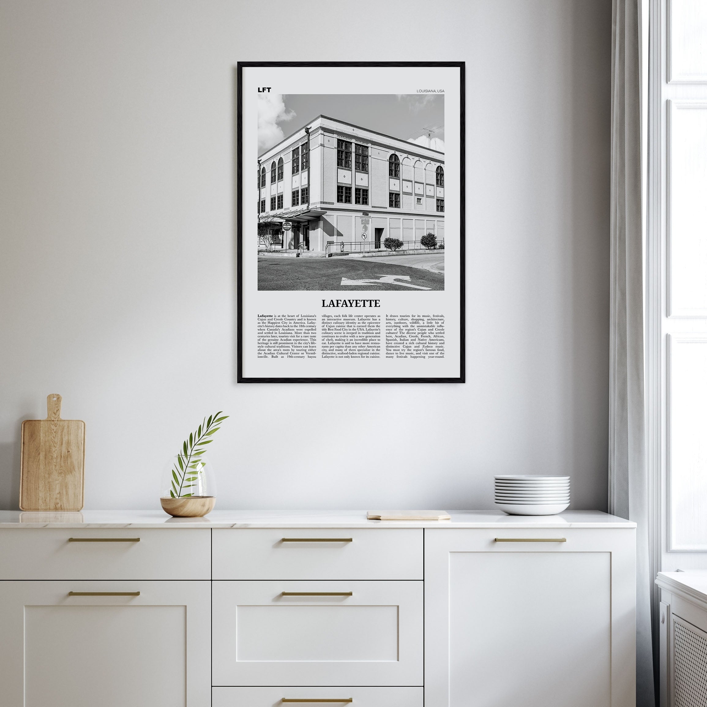 Lafayette, Louisiana Travel B&W Poster
