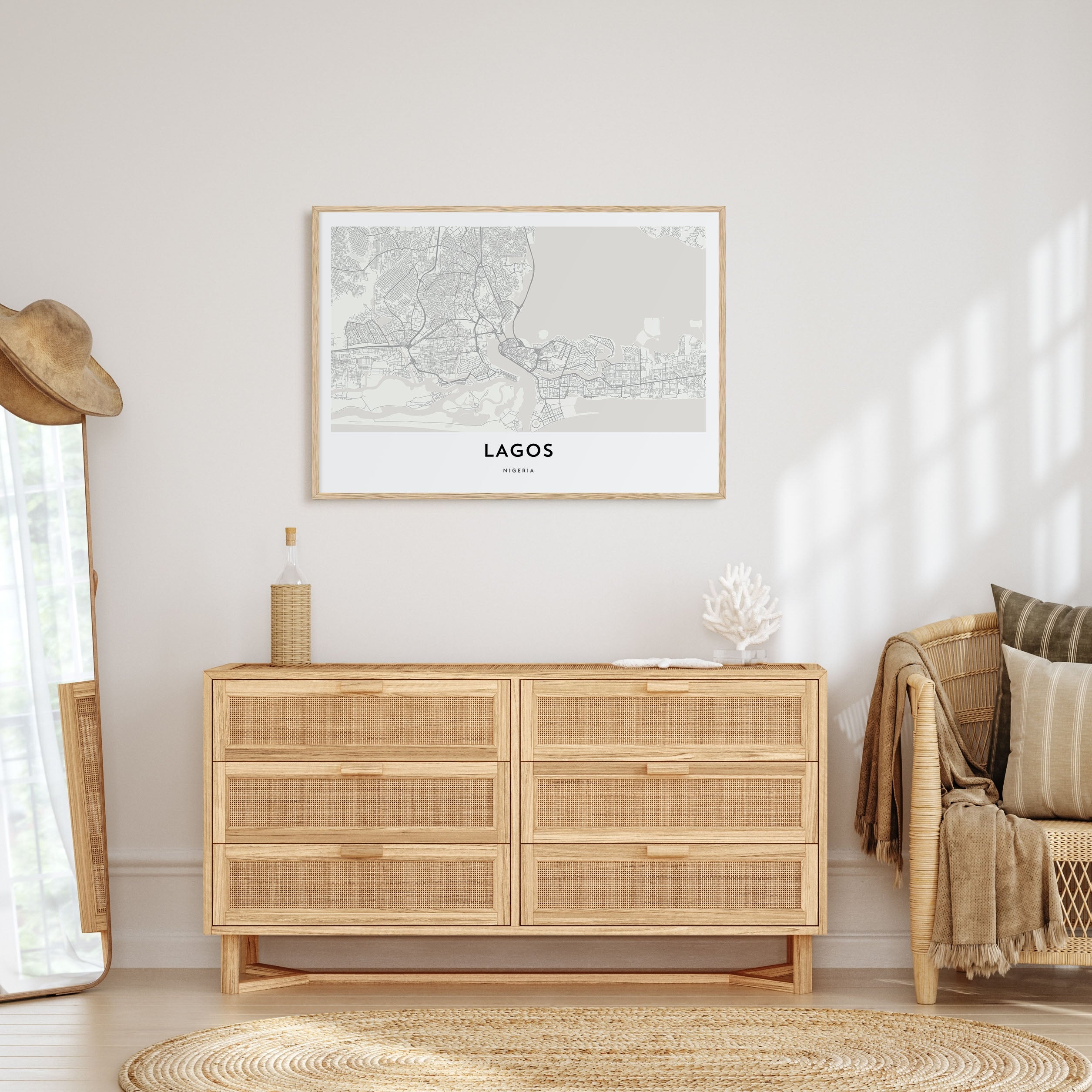 Lagos, Nigeria Map Landscape Poster