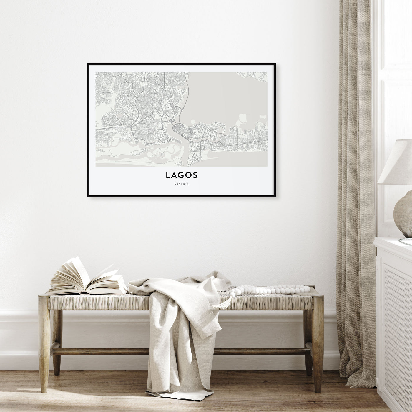 Lagos, Nigeria Map Landscape Poster