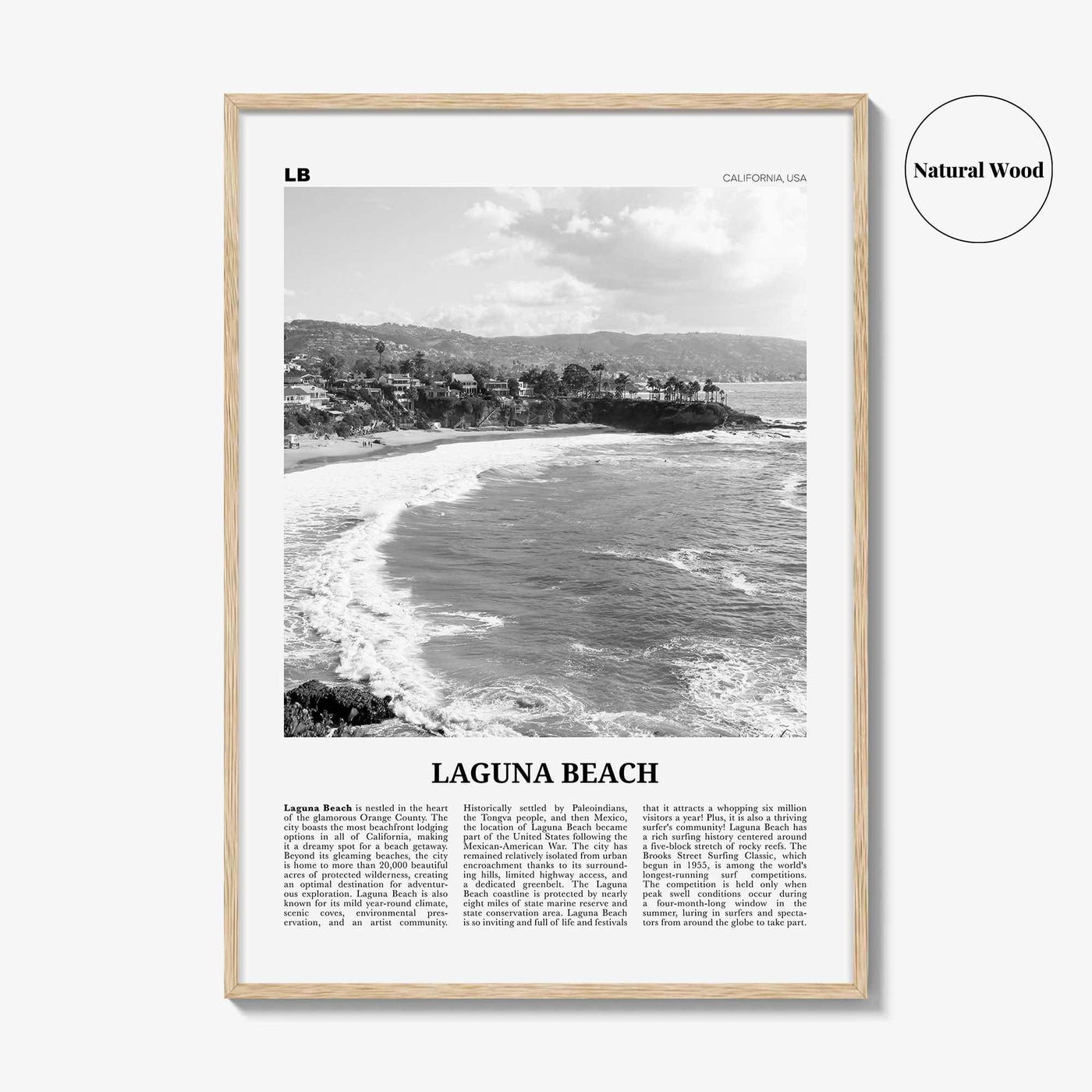 Laguna Beach Print Black and White No 1, Laguna Beach Wall Art, Laguna Beach Poster, Laguna Beach Photo, California, USA, United States
