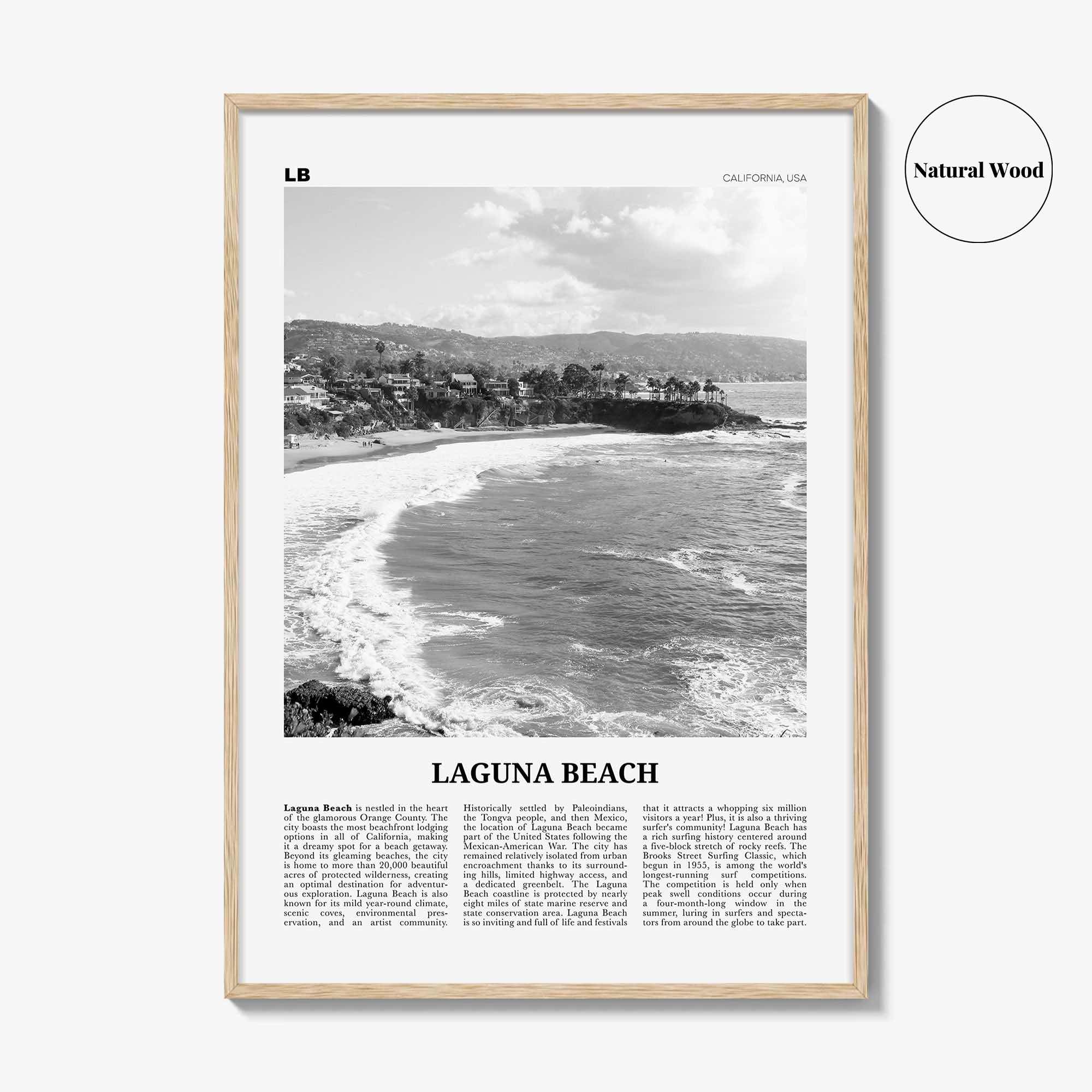 Laguna Beach Print Black and White No 1, Laguna Beach Wall Art, Laguna Beach Poster, Laguna Beach Photo, California, USA, United States