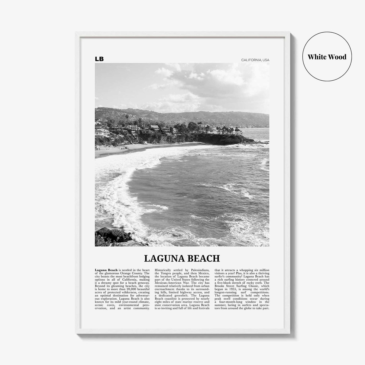 Laguna Beach Print Black and White No 1, Laguna Beach Wall Art, Laguna Beach Poster, Laguna Beach Photo, California, USA, United States