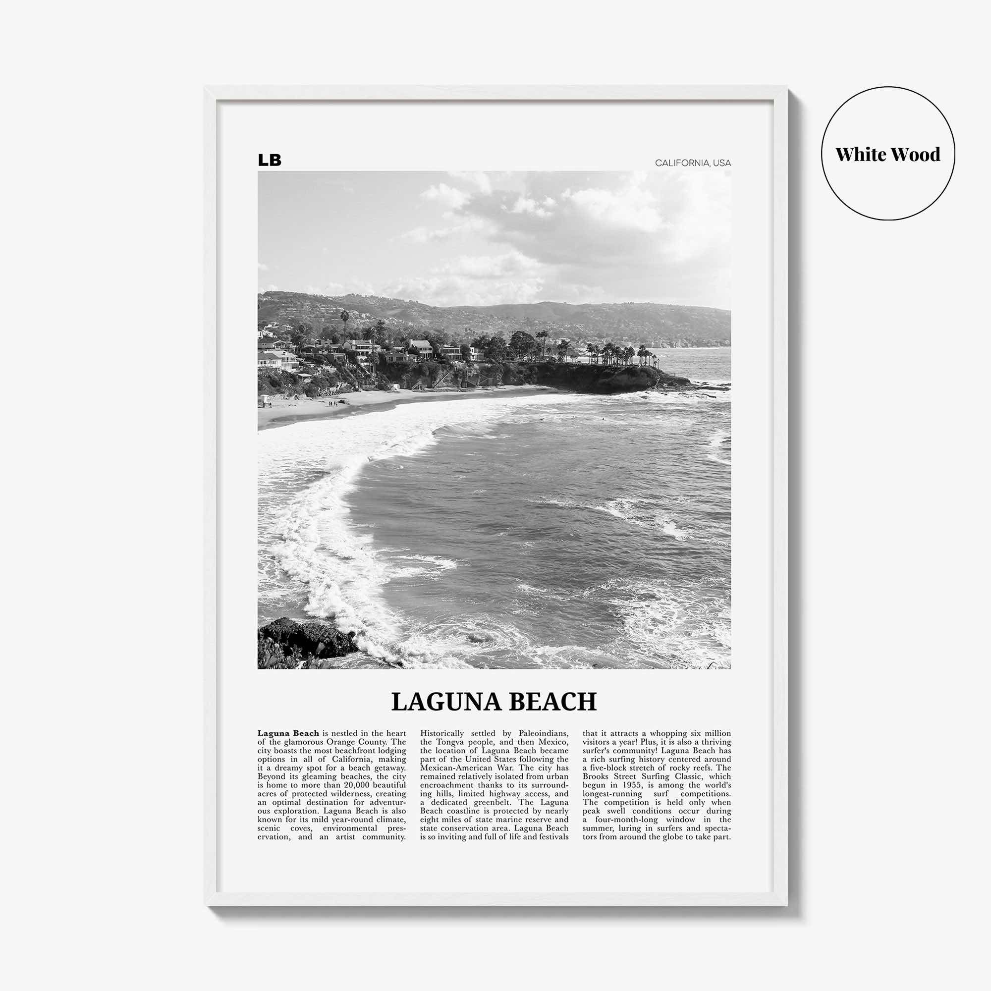 Laguna Beach Print Black and White No 1, Laguna Beach Wall Art, Laguna Beach Poster, Laguna Beach Photo, California, USA, United States