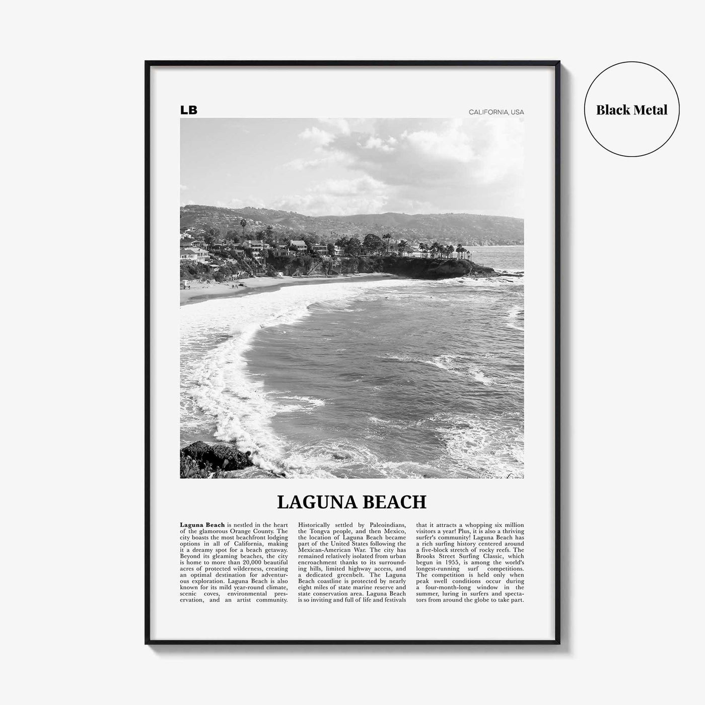 Laguna Beach Print Black and White No 1, Laguna Beach Wall Art, Laguna Beach Poster, Laguna Beach Photo, California, USA, United States