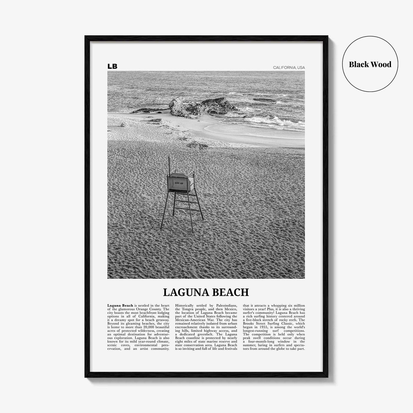 Laguna Beach Print Black and White No 2, Laguna Beach Wall Art, Laguna Beach Poster, Laguna Beach Photo, California, USA, United States