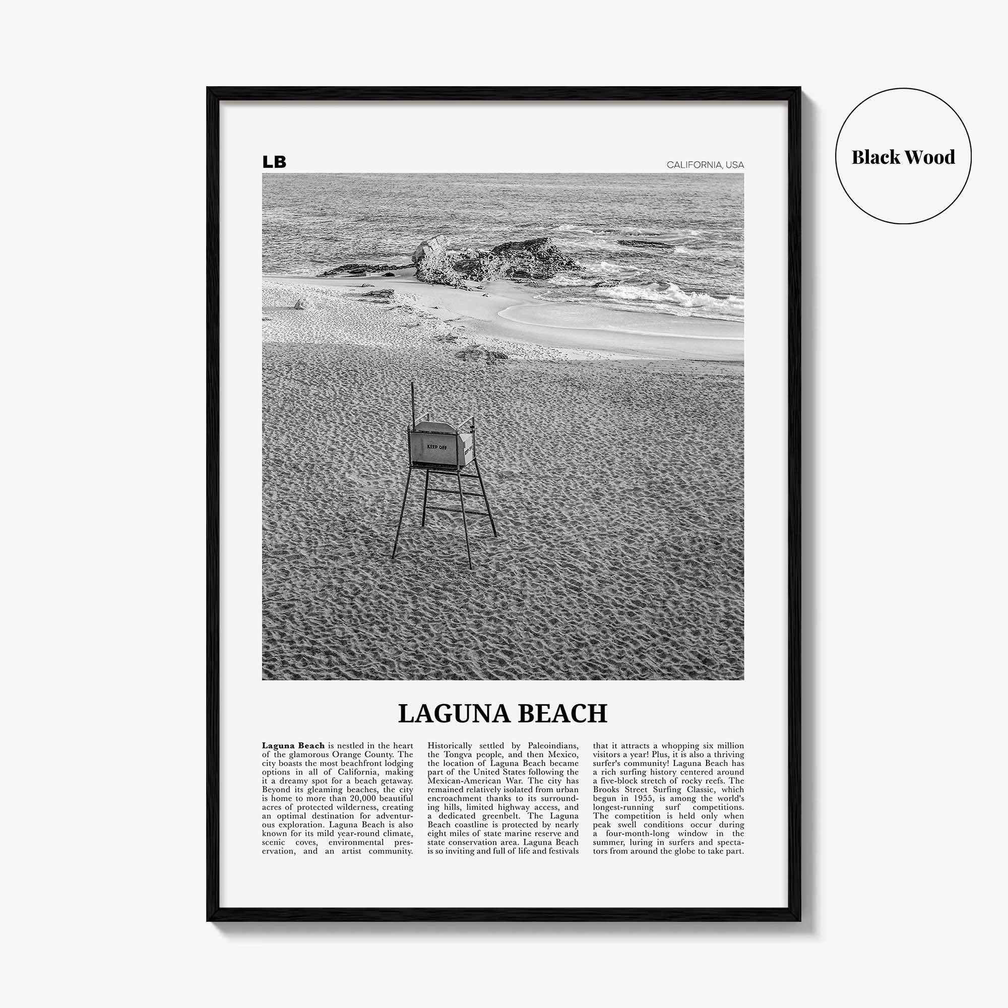 Laguna Beach Print Black and White No 2, Laguna Beach Wall Art, Laguna Beach Poster, Laguna Beach Photo, California, USA, United States