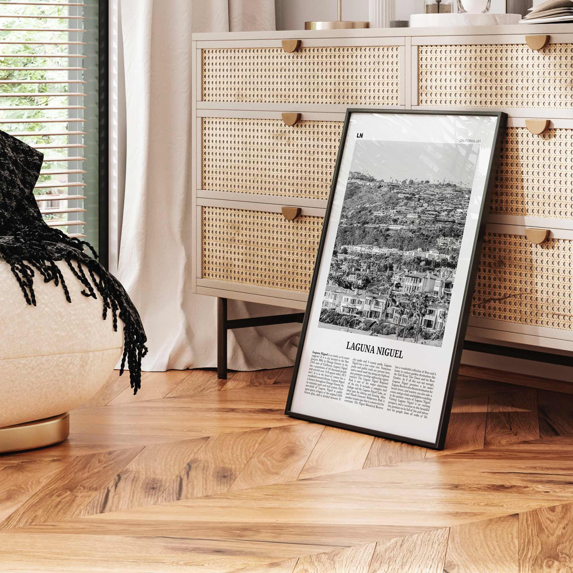 Laguna Niguel Print Black and White, Laguna Niguel Wall Art, Laguna Niguel Poster, Laguna Niguel Photo, Laguna Niguel Map, California, USA