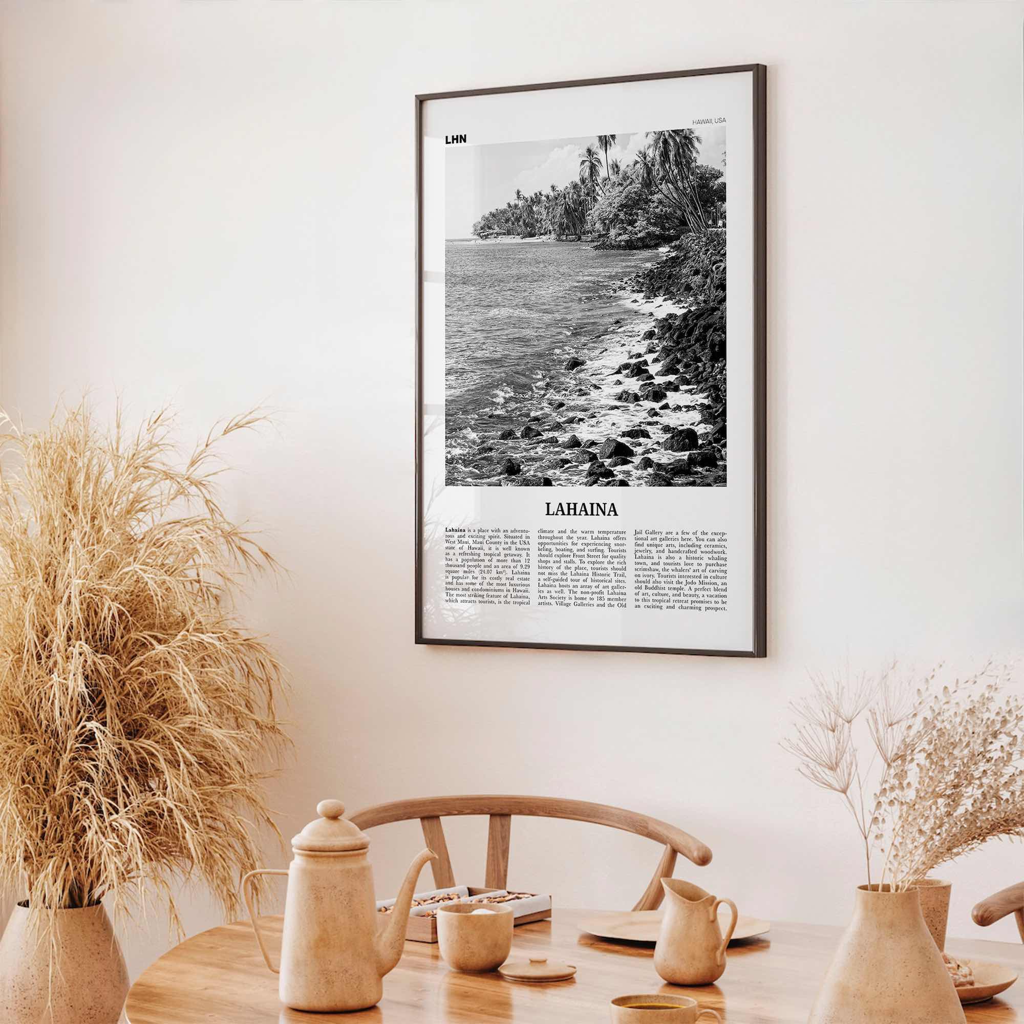 Lahaina Print Black and White, Lahaina Wall Art, Lahaina Poster, Lahaina Photo, Lahaina Map, Lahaina Wall Decor, Hawaii, USA