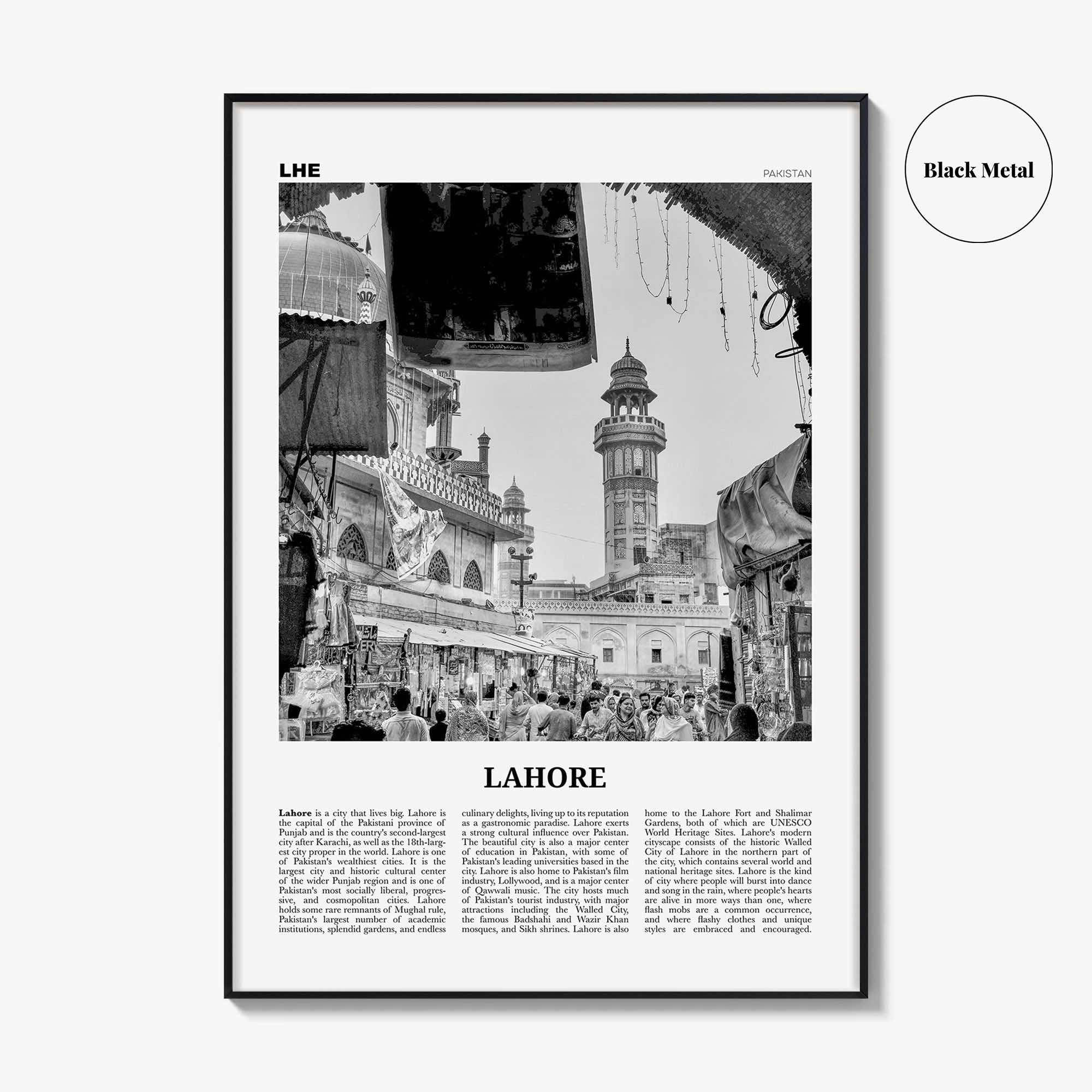Lahore Print Black and White No 1, Lahore Wall Art, Lahore Poster, Lahore Photo, Lahore Wall Decor, Pakistan, لاہور لہور, Punjab City