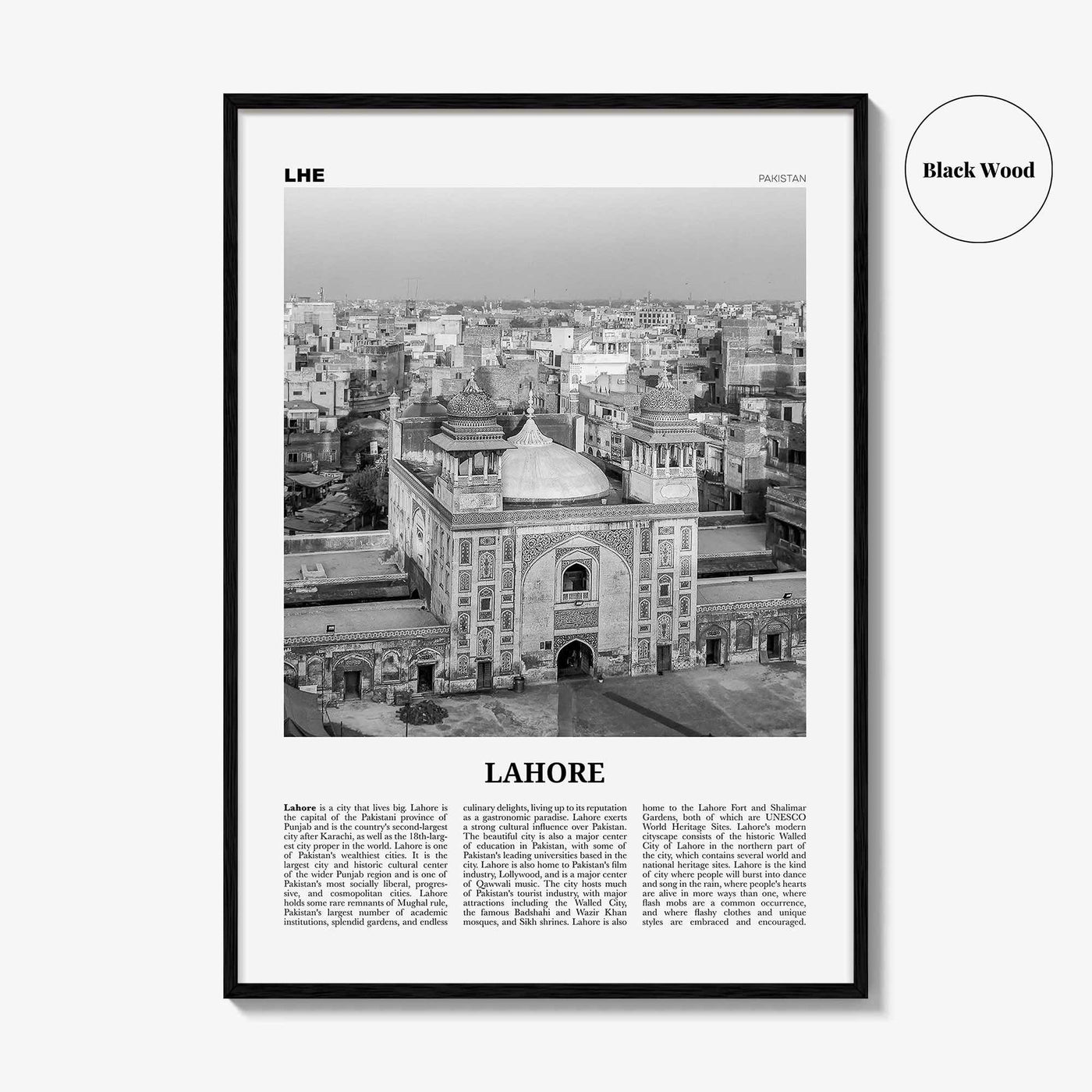 Lahore Print Black and White No 2, Lahore Wall Art, Lahore Poster, Lahore Photo, Lahore Wall Decor, Pakistan, لاہور لہور, Punjab City, Asia