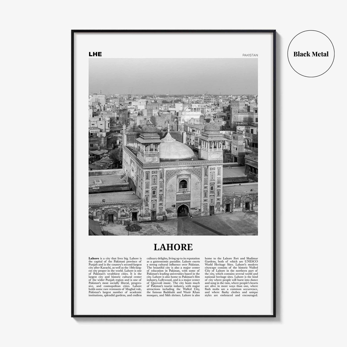 Lahore Print Black and White No 2, Lahore Wall Art, Lahore Poster, Lahore Photo, Lahore Wall Decor, Pakistan, لاہور لہور, Punjab City, Asia
