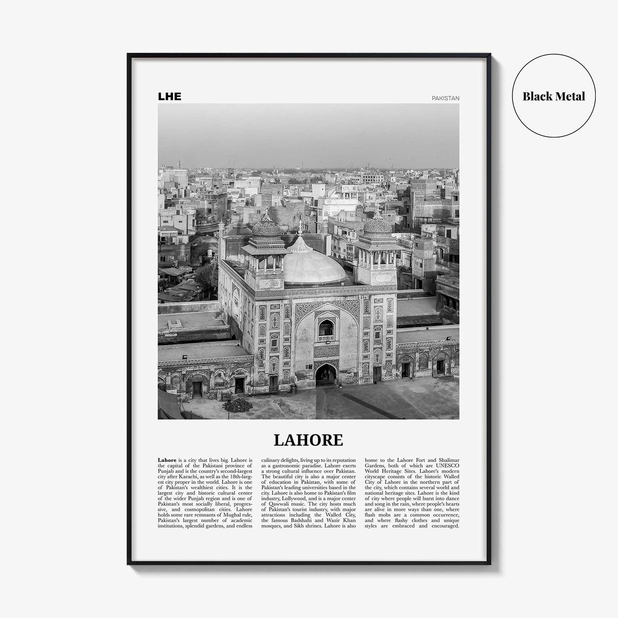 Lahore Print Black and White No 2, Lahore Wall Art, Lahore Poster, Lahore Photo, Lahore Wall Decor, Pakistan, لاہور لہور, Punjab City, Asia