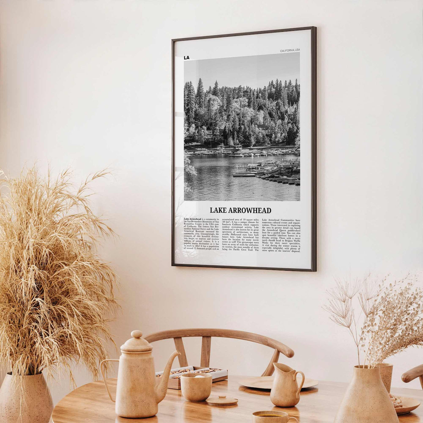Lake Arrowhead Print Black and White, Lake Arrowhead Wall Art, Lake Arrowhead Poster, Lake Arrowhead Photo, Lake Arrowhead Map, California