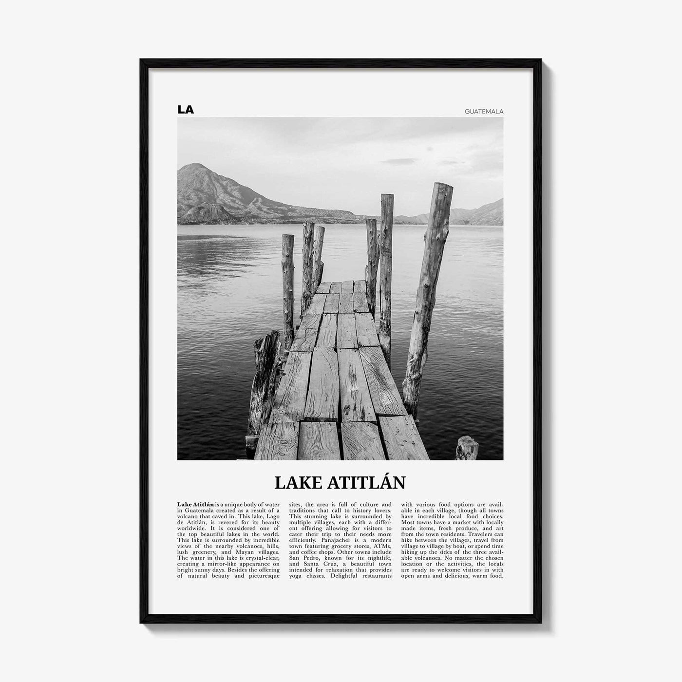 Lake Atitlan Print Black and White, Lake Atitlán Wall Art, Lake Atitlán Poster, Lake Atitlán Photo, Lake Atitlán Wall Décor, Guatemala