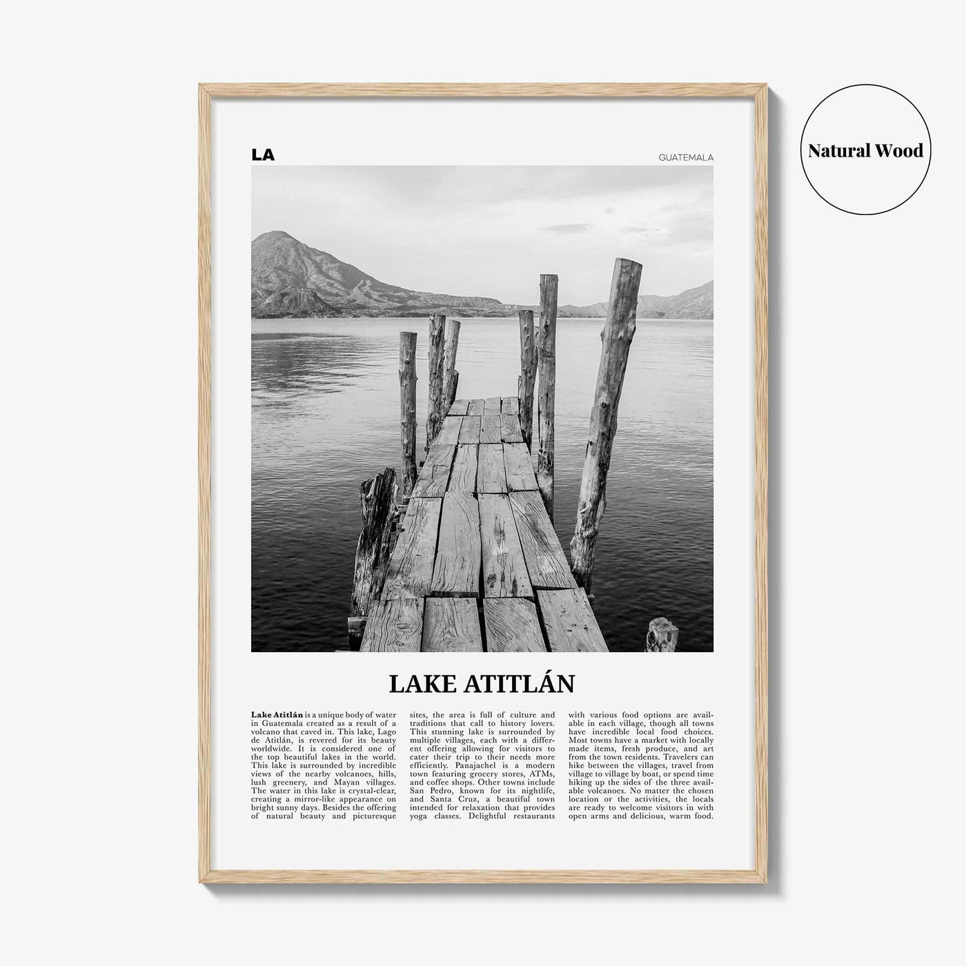 Lake Atitlan Print Black and White, Lake Atitlán Wall Art, Lake Atitlán Poster, Lake Atitlán Photo, Lake Atitlán Wall Décor, Guatemala
