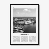 Lake Charles Print Black and White, Lake Charles Wall Art, Lake Charles Poster, Lake Charles Photo, Lake Charles Map, Louisiana, USA