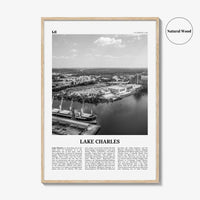 Lake Charles Print Black and White, Lake Charles Wall Art, Lake Charles Poster, Lake Charles Photo, Lake Charles Map, Louisiana, USA