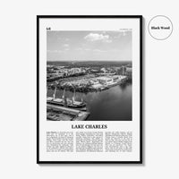 Lake Charles Print Black and White, Lake Charles Wall Art, Lake Charles Poster, Lake Charles Photo, Lake Charles Map, Louisiana, USA