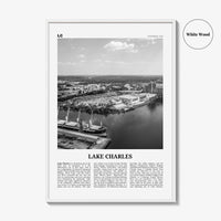 Lake Charles Print Black and White, Lake Charles Wall Art, Lake Charles Poster, Lake Charles Photo, Lake Charles Map, Louisiana, USA