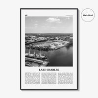 Lake Charles Print Black and White, Lake Charles Wall Art, Lake Charles Poster, Lake Charles Photo, Lake Charles Map, Louisiana, USA