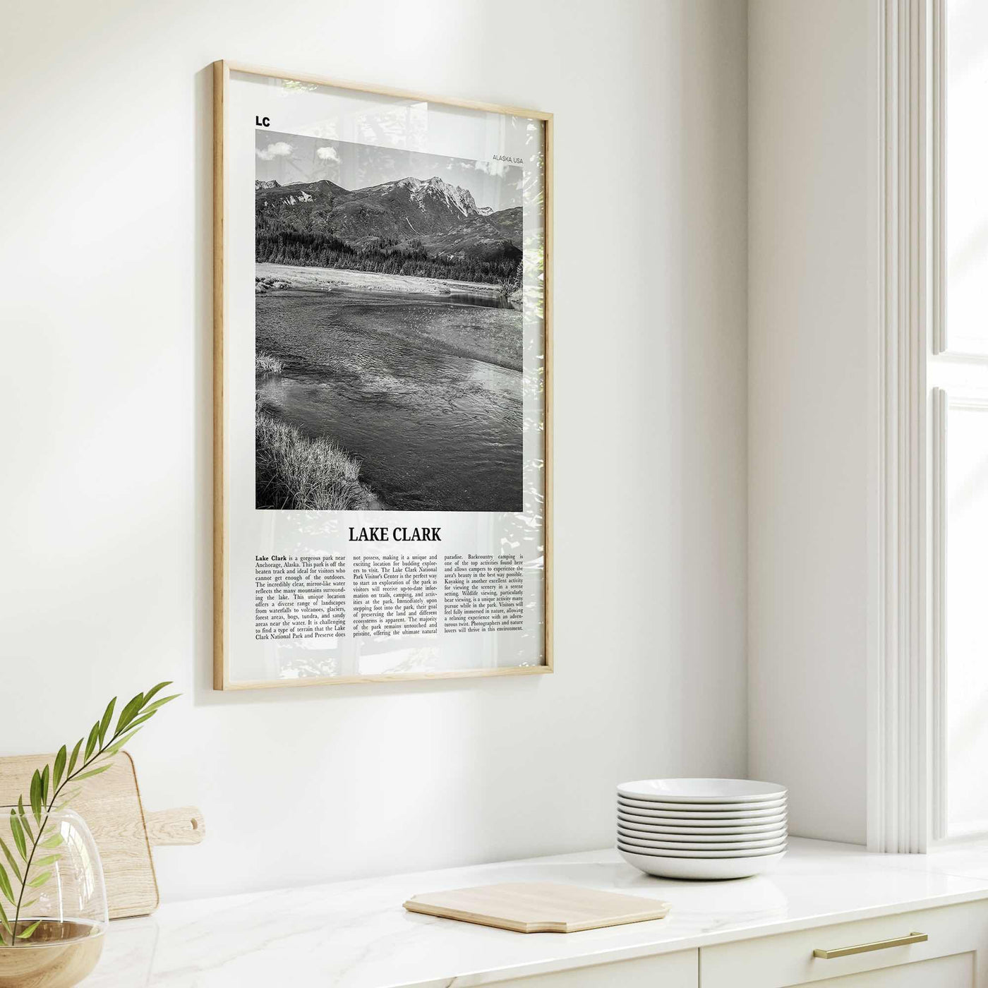 Lake Clark National Park Print Black and White, Lake Clark Wall Art, Lake Clark Poster, Lake Clark Photo, Lake Clark Wall Décor, Alaska, USA