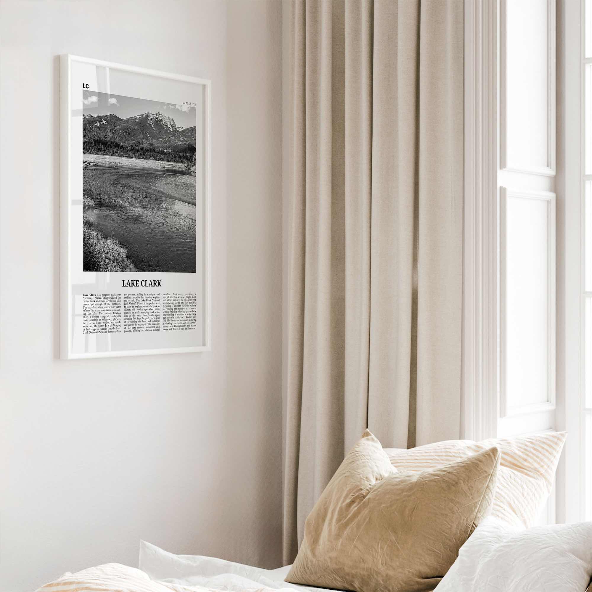 Lake Clark National Park Print Black and White, Lake Clark Wall Art, Lake Clark Poster, Lake Clark Photo, Lake Clark Wall Décor, Alaska, USA