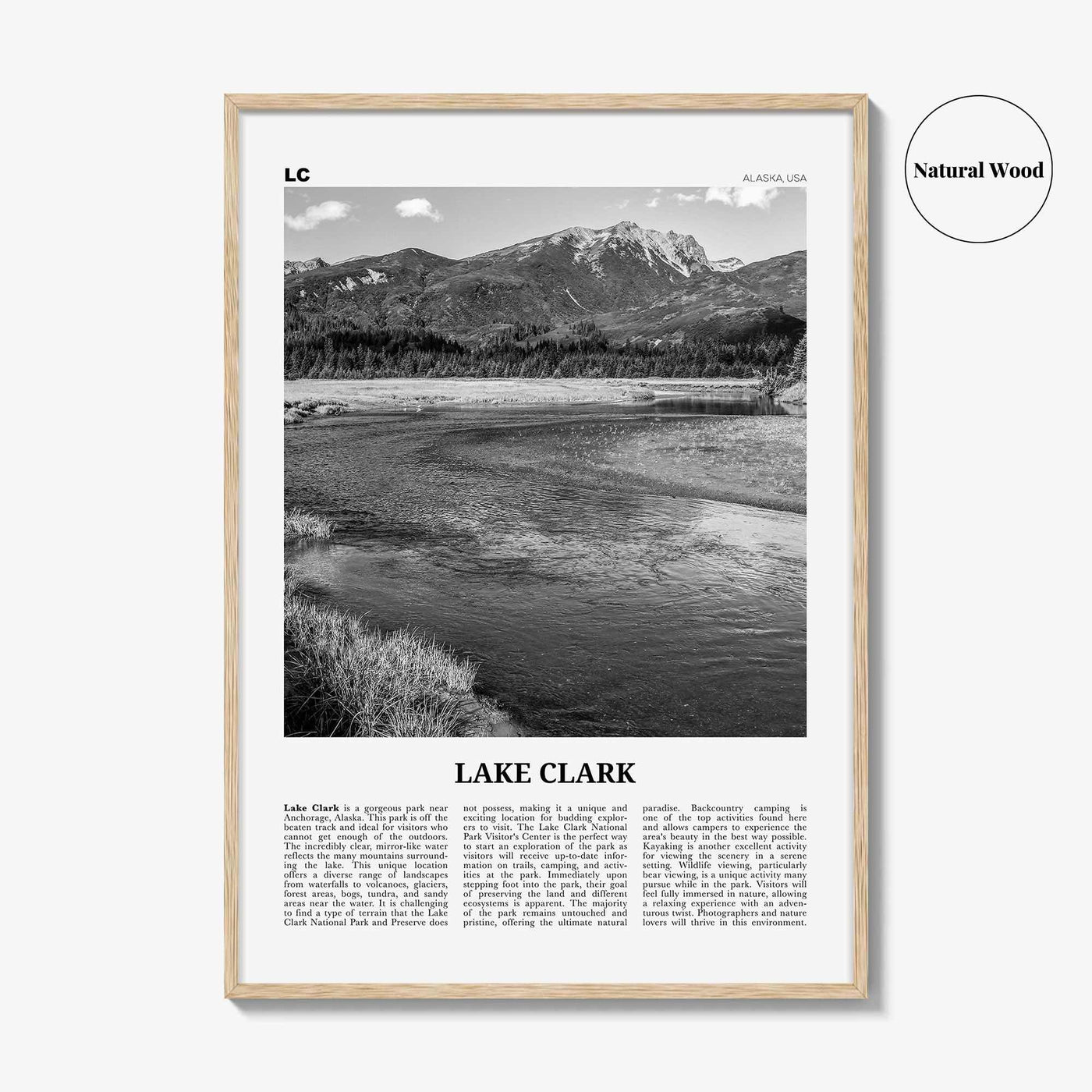 Lake Clark National Park Print Black and White, Lake Clark Wall Art, Lake Clark Poster, Lake Clark Photo, Lake Clark Wall Décor, Alaska, USA