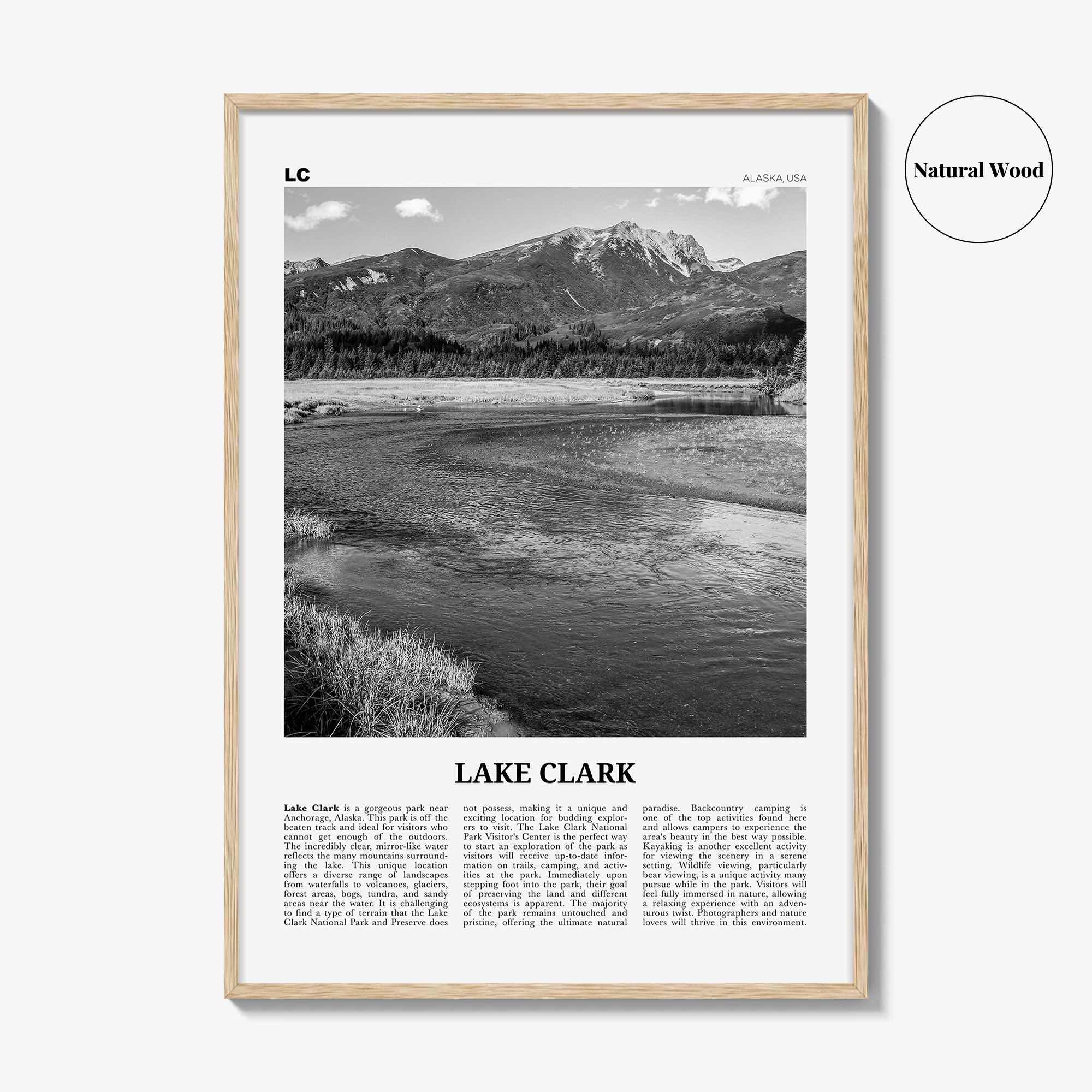 Lake Clark National Park Print Black and White, Lake Clark Wall Art, Lake Clark Poster, Lake Clark Photo, Lake Clark Wall Décor, Alaska, USA