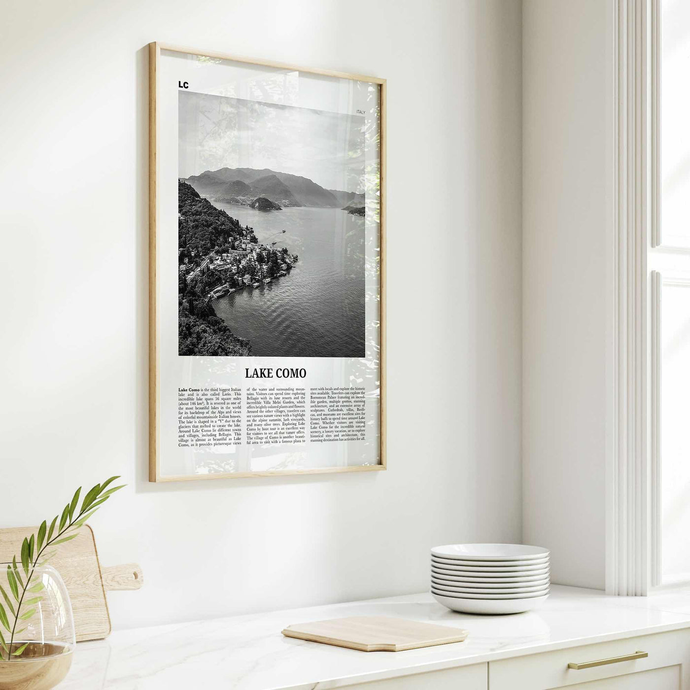 Lake Como Print Black and White, Lake Como Wall Art, Lake Como Poster, Lake Como Photo, Lake Como Wall Décor, Lake Como Map, Italy, Italia