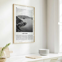 Lake Como Print Black and White, Lake Como Wall Art, Lake Como Poster, Lake Como Photo, Lake Como Wall Décor, Lake Como Map, Italy, Italia