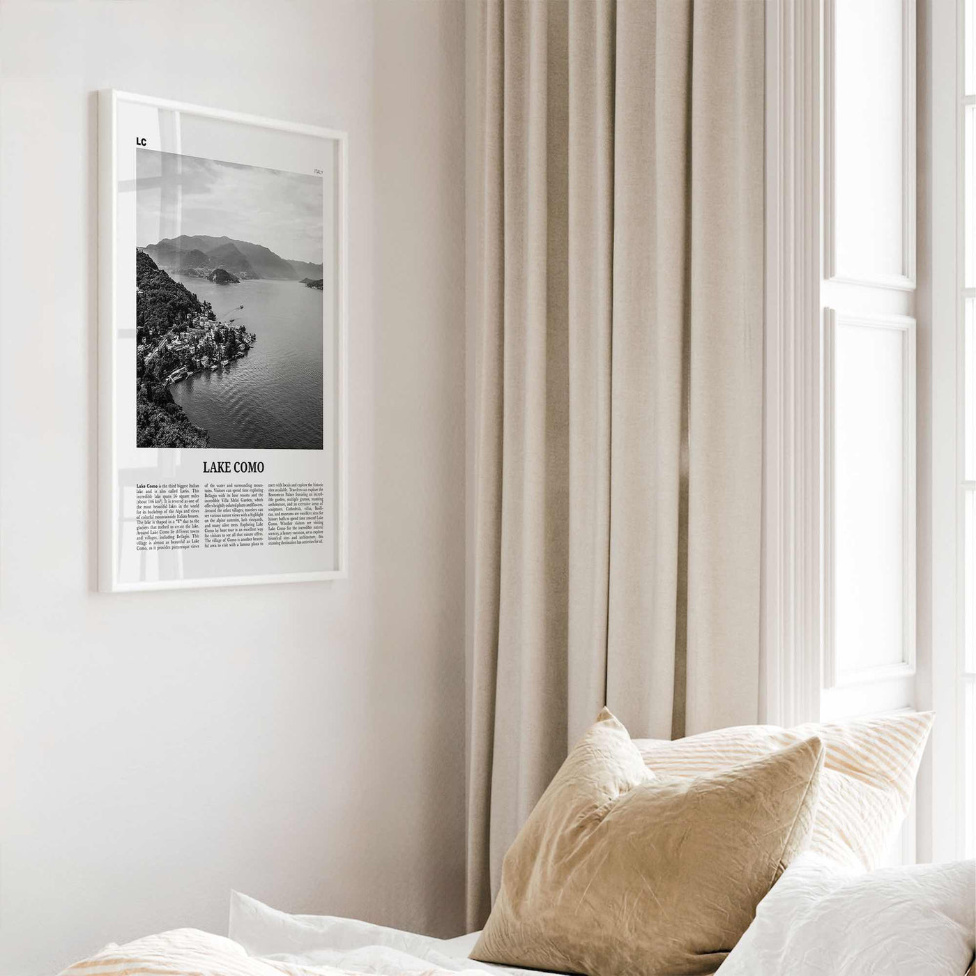 Lake Como Print Black and White, Lake Como Wall Art, Lake Como Poster, Lake Como Photo, Lake Como Wall Décor, Lake Como Map, Italy, Italia