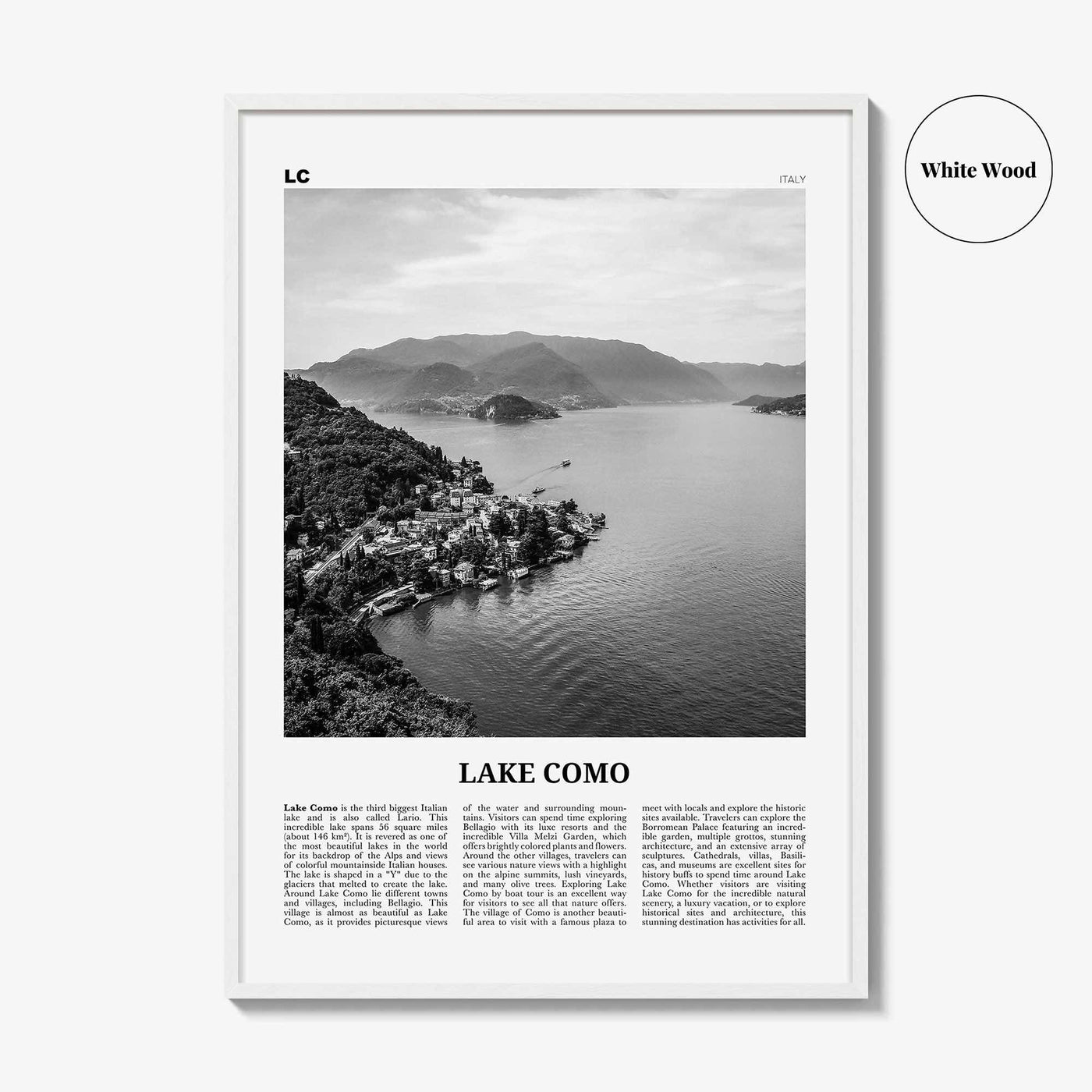 Lake Como Print Black and White, Lake Como Wall Art, Lake Como Poster, Lake Como Photo, Lake Como Wall Décor, Lake Como Map, Italy, Italia