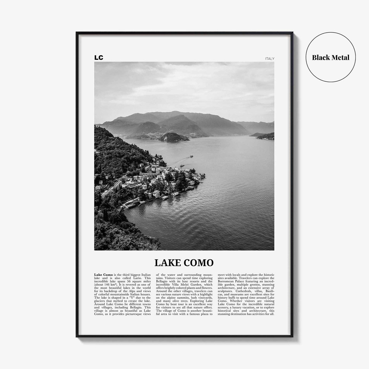 Lake Como Print Black and White, Lake Como Wall Art, Lake Como Poster, Lake Como Photo, Lake Como Wall Décor, Lake Como Map, Italy, Italia