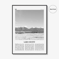 Lake County Print Black and White, Lake County Wall Art, Lake County Poster, Lake County Photo, Lake County Wall Décor, Lake County Map