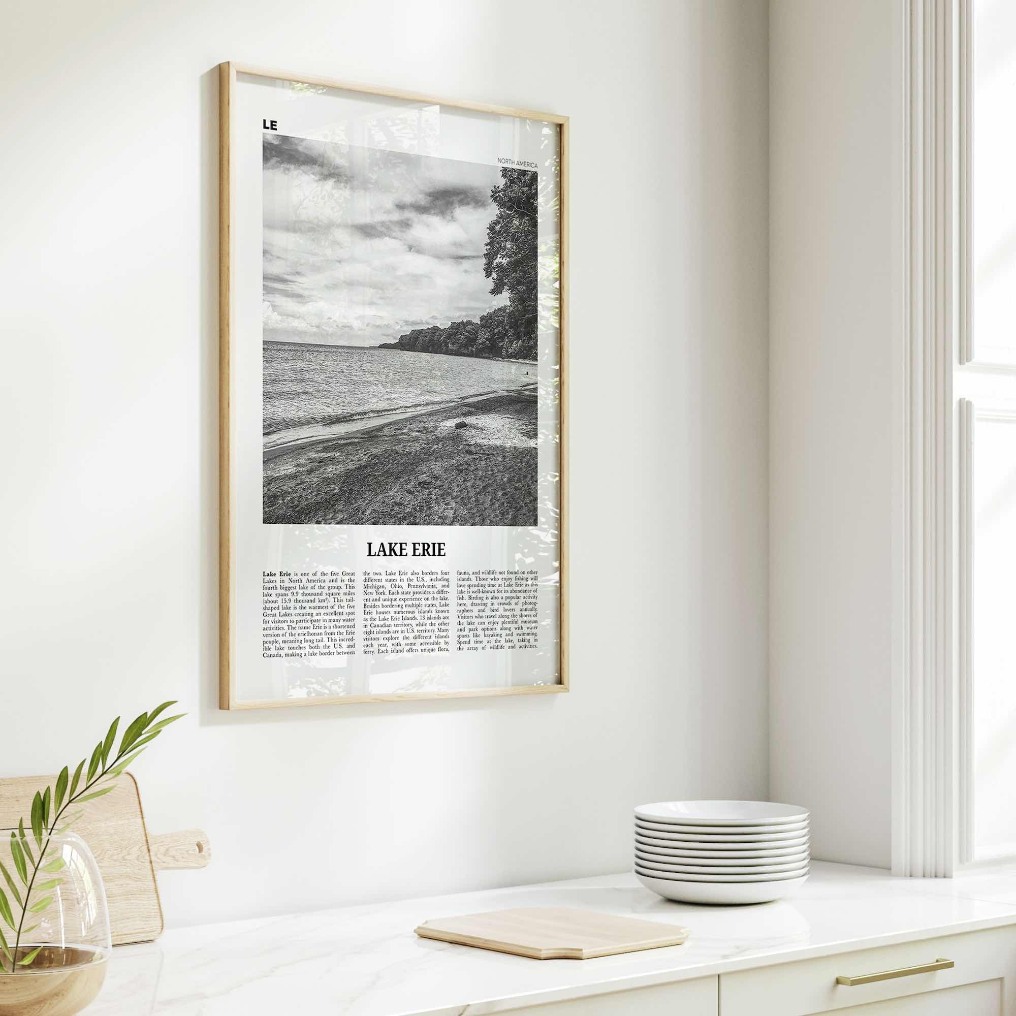 Lake Erie Print Black and White, Lake Erie Wall Art, Lake Erie Poster, Lake Erie Photo, Lake Erie Wall Décor, North America