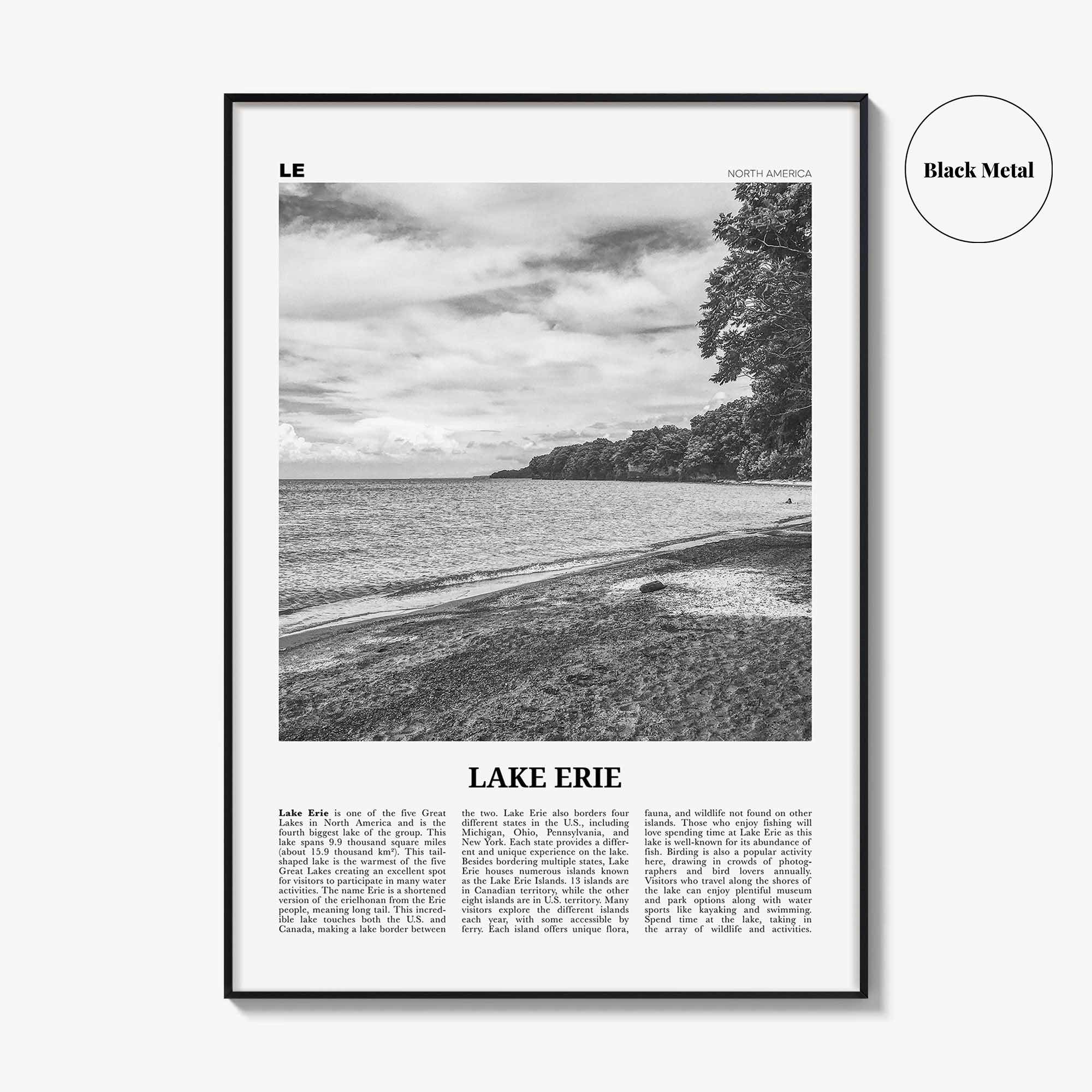 Lake Erie Print Black and White, Lake Erie Wall Art, Lake Erie Poster, Lake Erie Photo, Lake Erie Wall Décor, North America