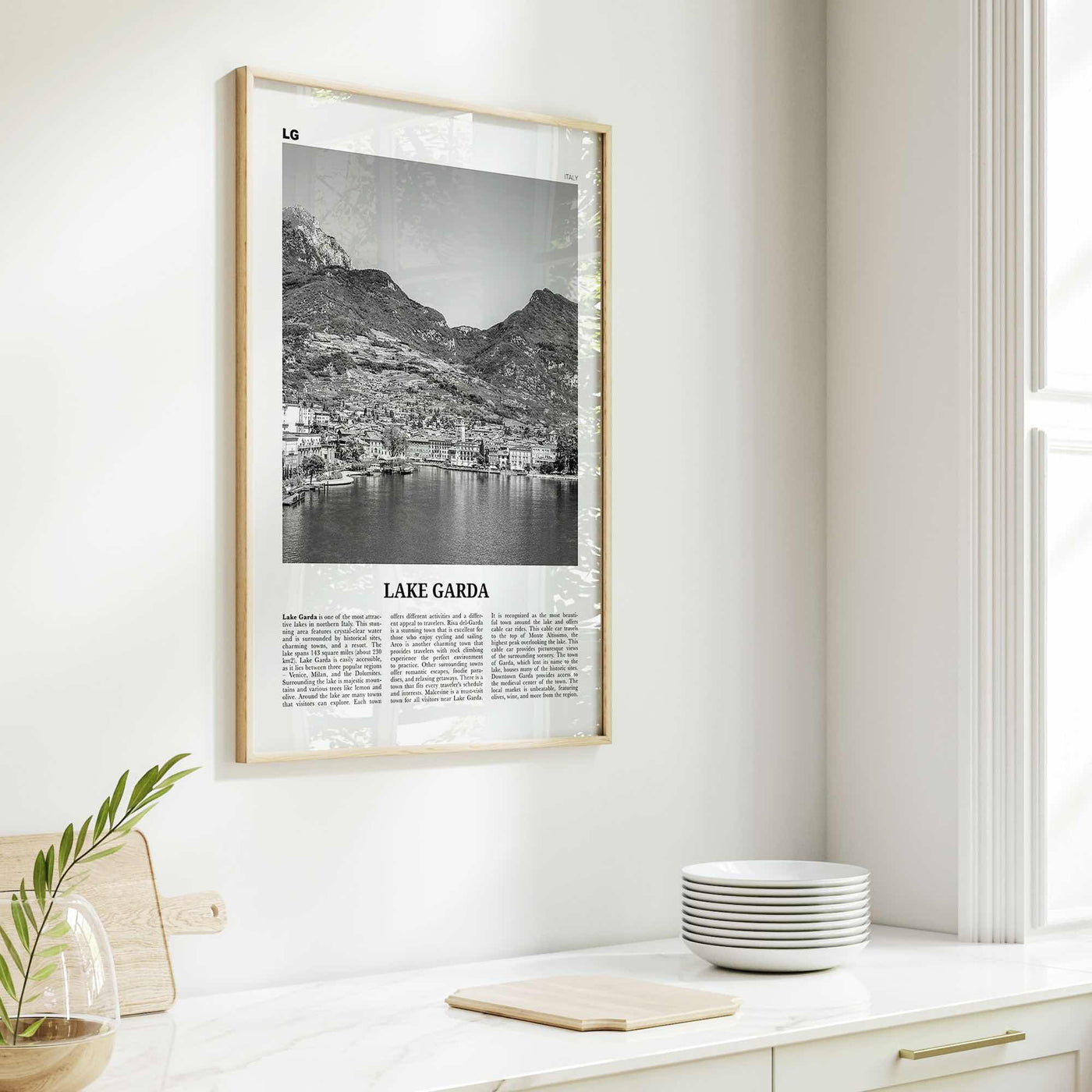Lake Garda Print Black and White, Lake Garda Wall Art, Lake Garda Poster, Lake Garda Photo, Lake Garda Wall Décor, Lake Garda Map, Italy