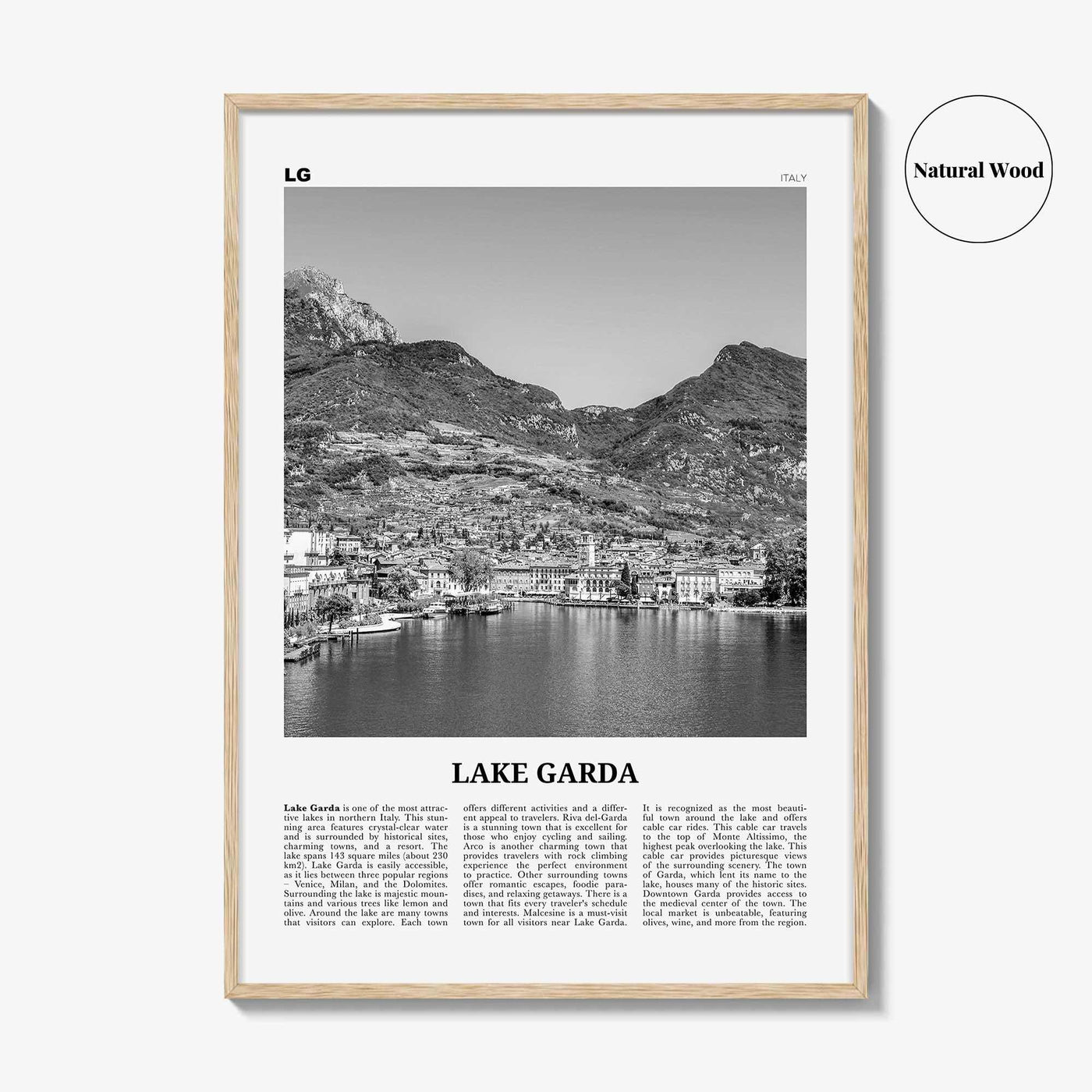 Lake Garda Print Black and White, Lake Garda Wall Art, Lake Garda Poster, Lake Garda Photo, Lake Garda Wall Décor, Lake Garda Map, Italy