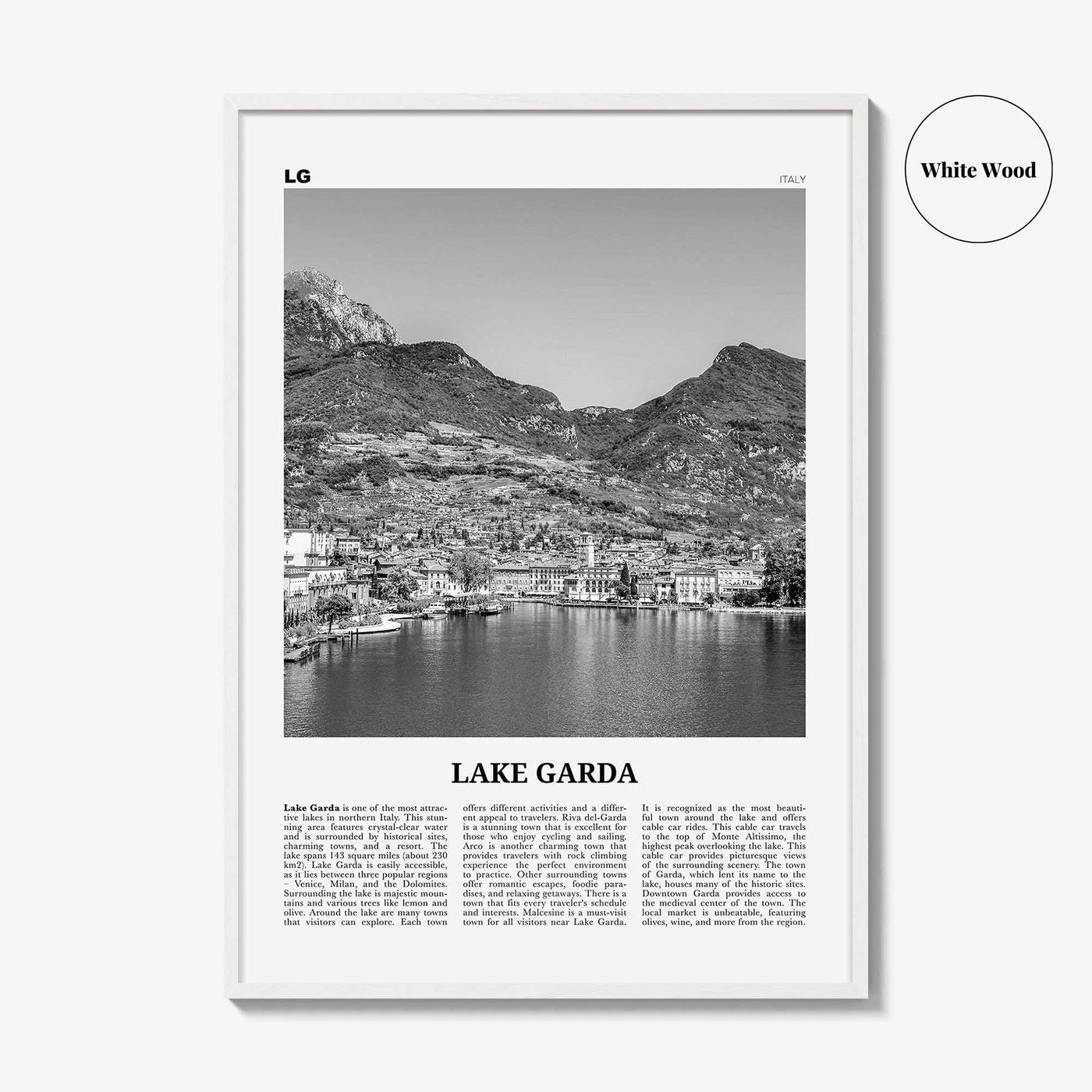 Lake Garda Print Black and White, Lake Garda Wall Art, Lake Garda Poster, Lake Garda Photo, Lake Garda Wall Décor, Lake Garda Map, Italy