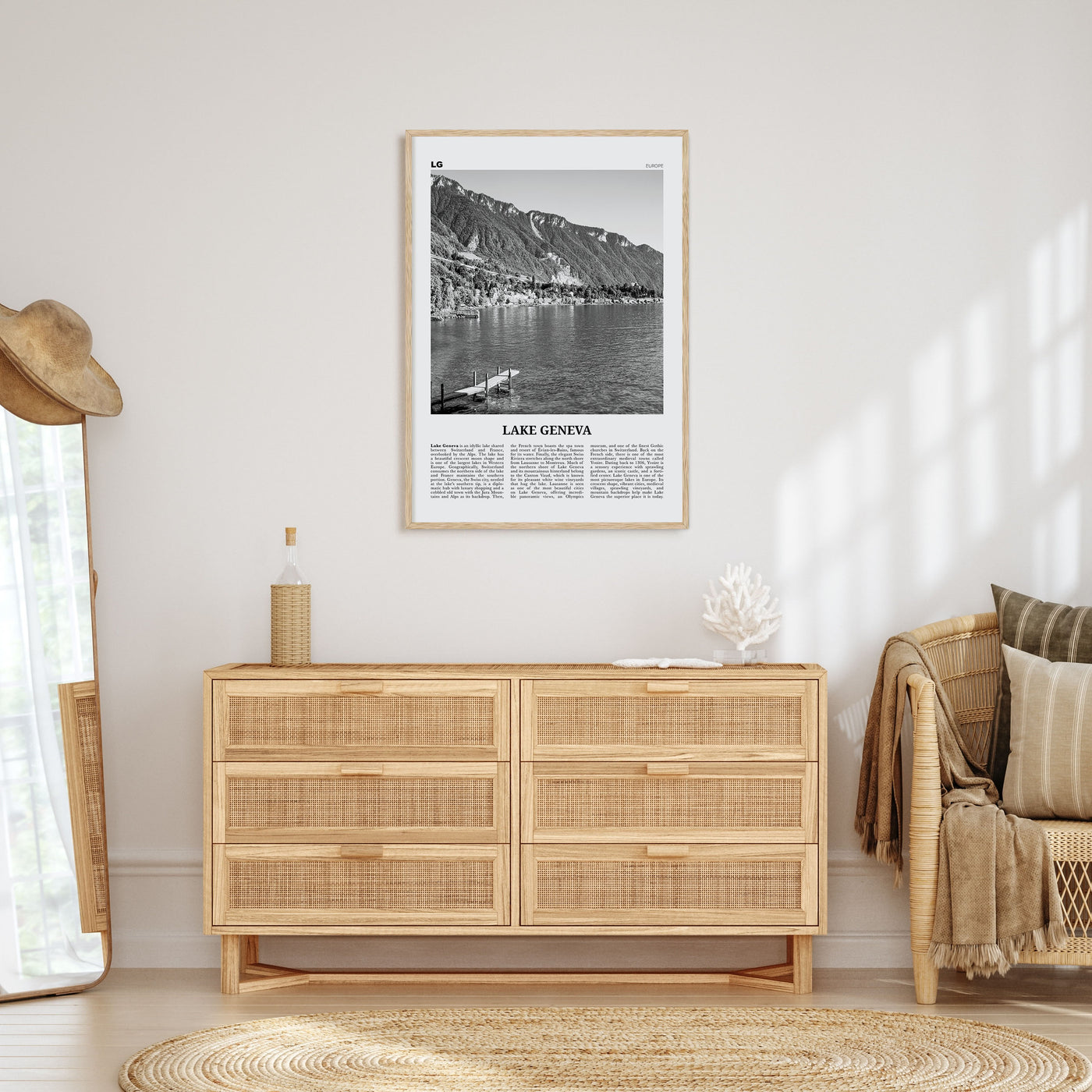 Lake Geneva Travel B&W Poster