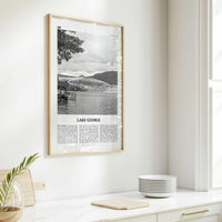 Lake George Print Black and White, Lake George Wall Art, Lake George Poster, Lake George Photo, Lake George Map, New York, USA