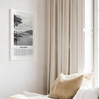 Lake George Print Black and White, Lake George Wall Art, Lake George Poster, Lake George Photo, Lake George Map, New York, USA