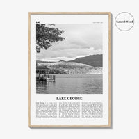 Lake George Print Black and White, Lake George Wall Art, Lake George Poster, Lake George Photo, Lake George Map, New York, USA