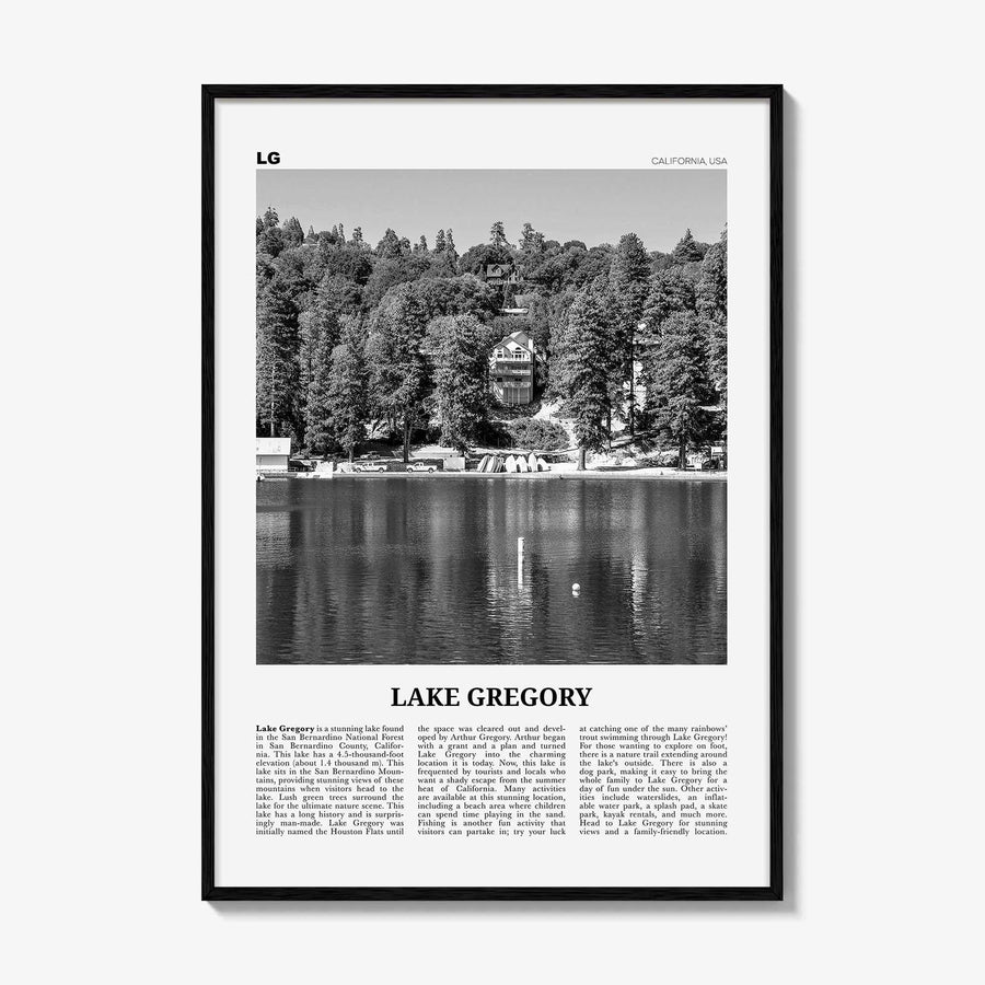Lake Gregory Print Black and White, Lake Gregory  Wall Art, Lake Gregory Poster,  Lake Gregory Photo, Lake Gregory Wall Décor, California