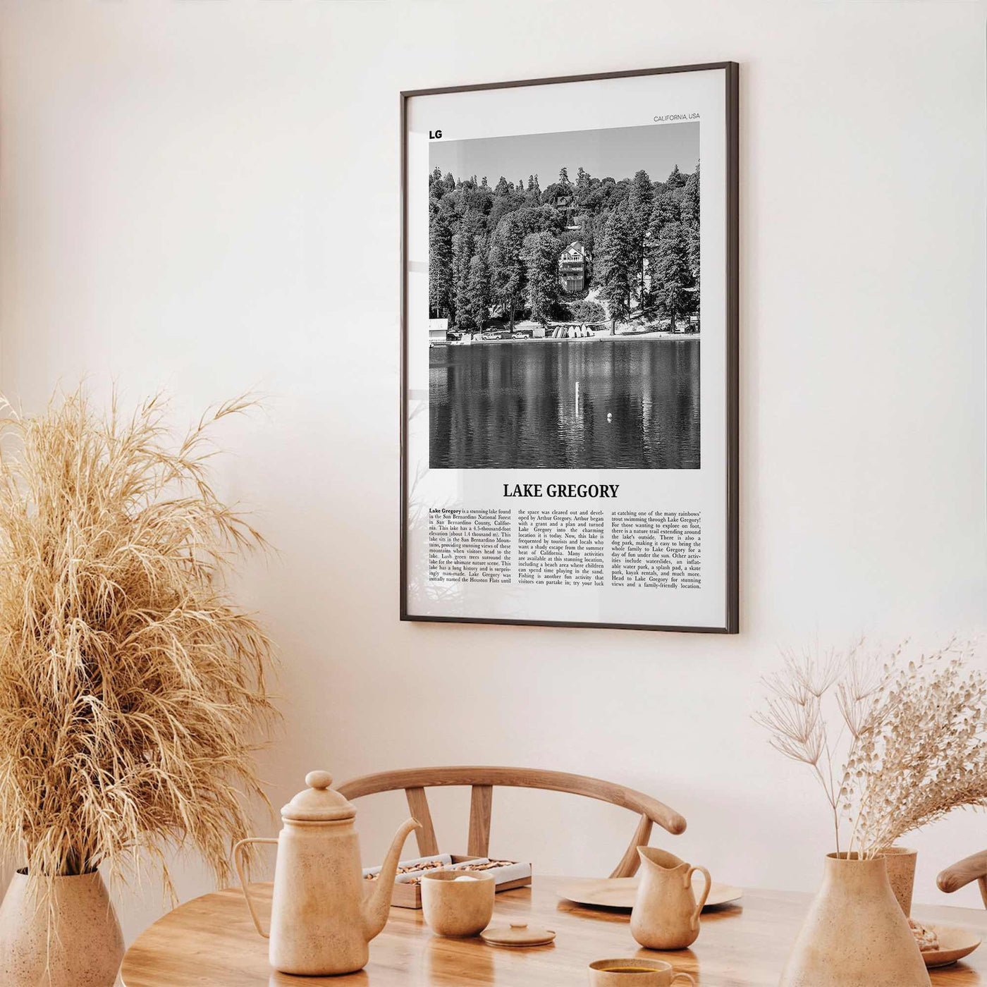 Lake Gregory Print Black and White, Lake Gregory  Wall Art, Lake Gregory Poster,  Lake Gregory Photo, Lake Gregory Wall Décor, California