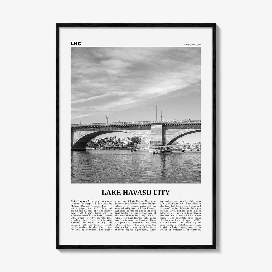 Lake Havasu City Print Black and White, Lake Havasu City Wall Art, Lake Havasu City Poster, Lake Havasu City Photo, Havasu City Map, Arizona