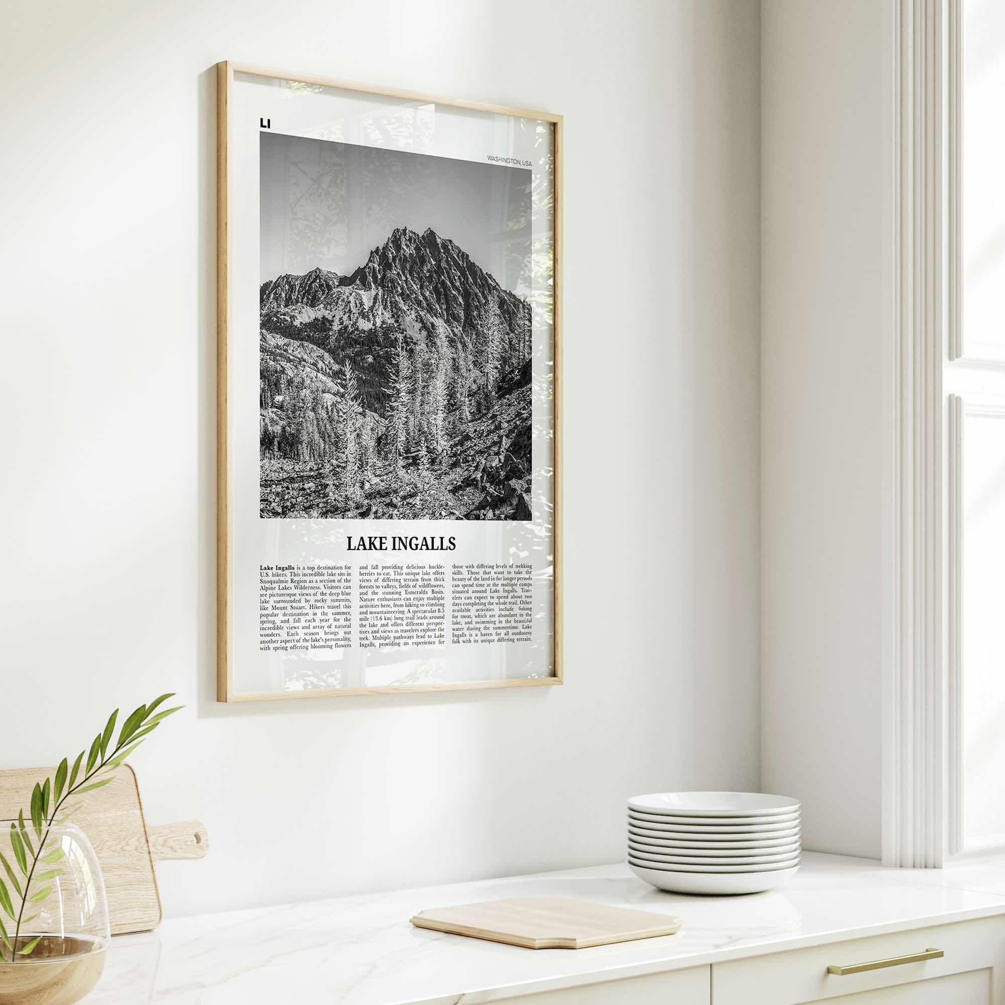 Lake Ingalls Print Black and White, Lake Ingalls Wall Art, Lake Ingalls Poster, Lake Ingalls Photo, Lake Ingalls Wall Décor, Washington, USA